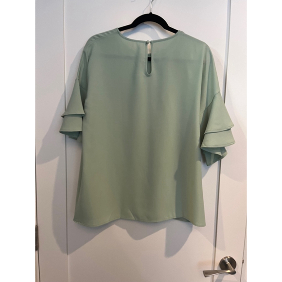 Bell Sleeve Sage Green Blouse L - Picture 3 of 5